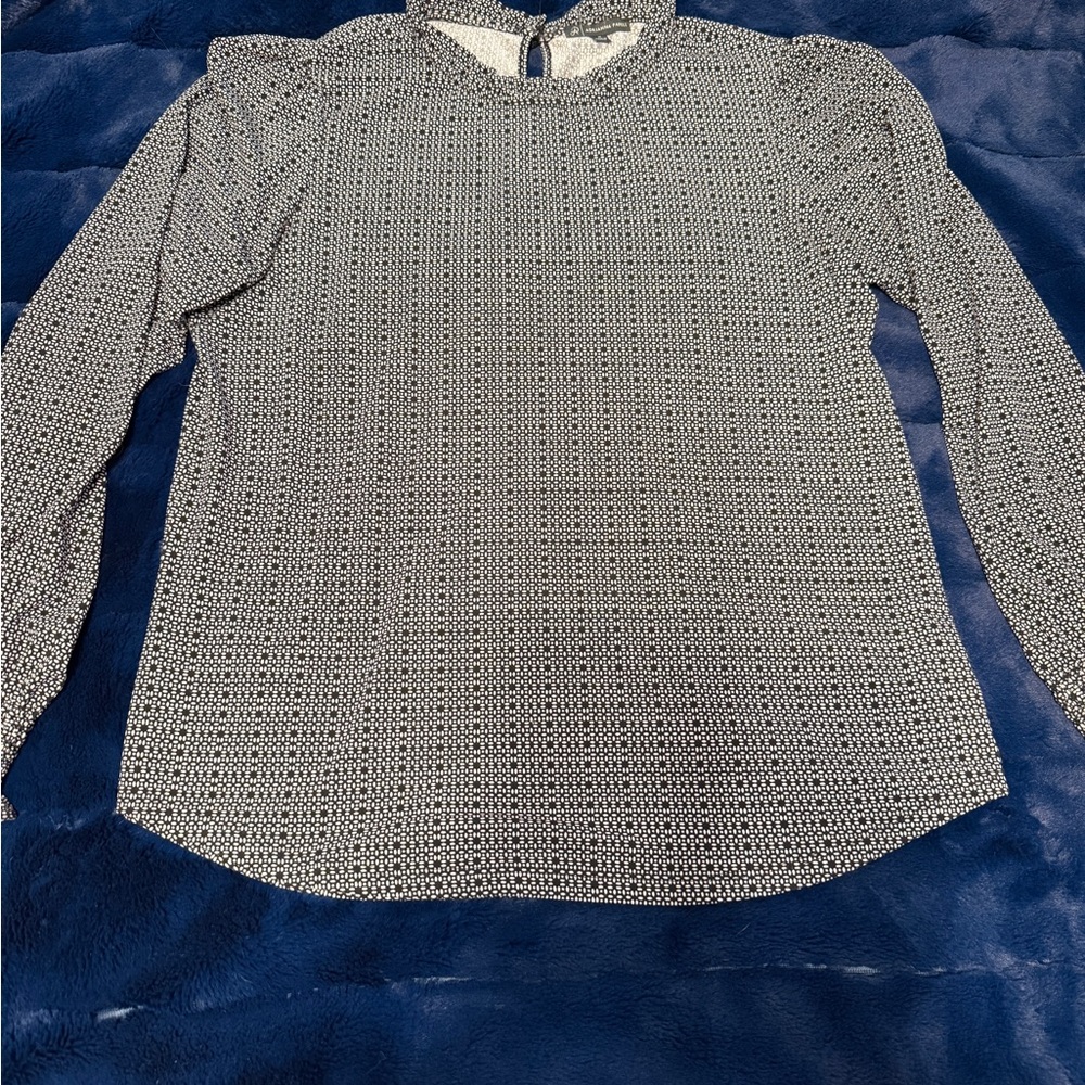 Adrianna Papell Black and White Patterned Blouse